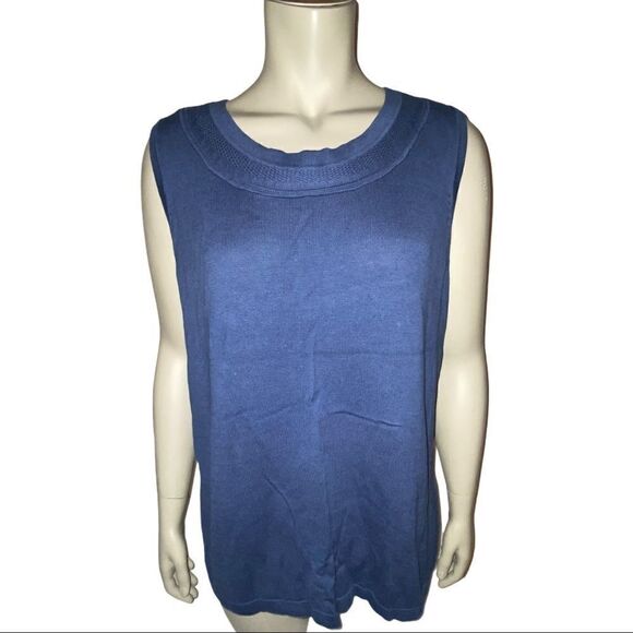 Christopher & Banks Blue Sleeveless Knit Top 14W - Picture 3 of 8